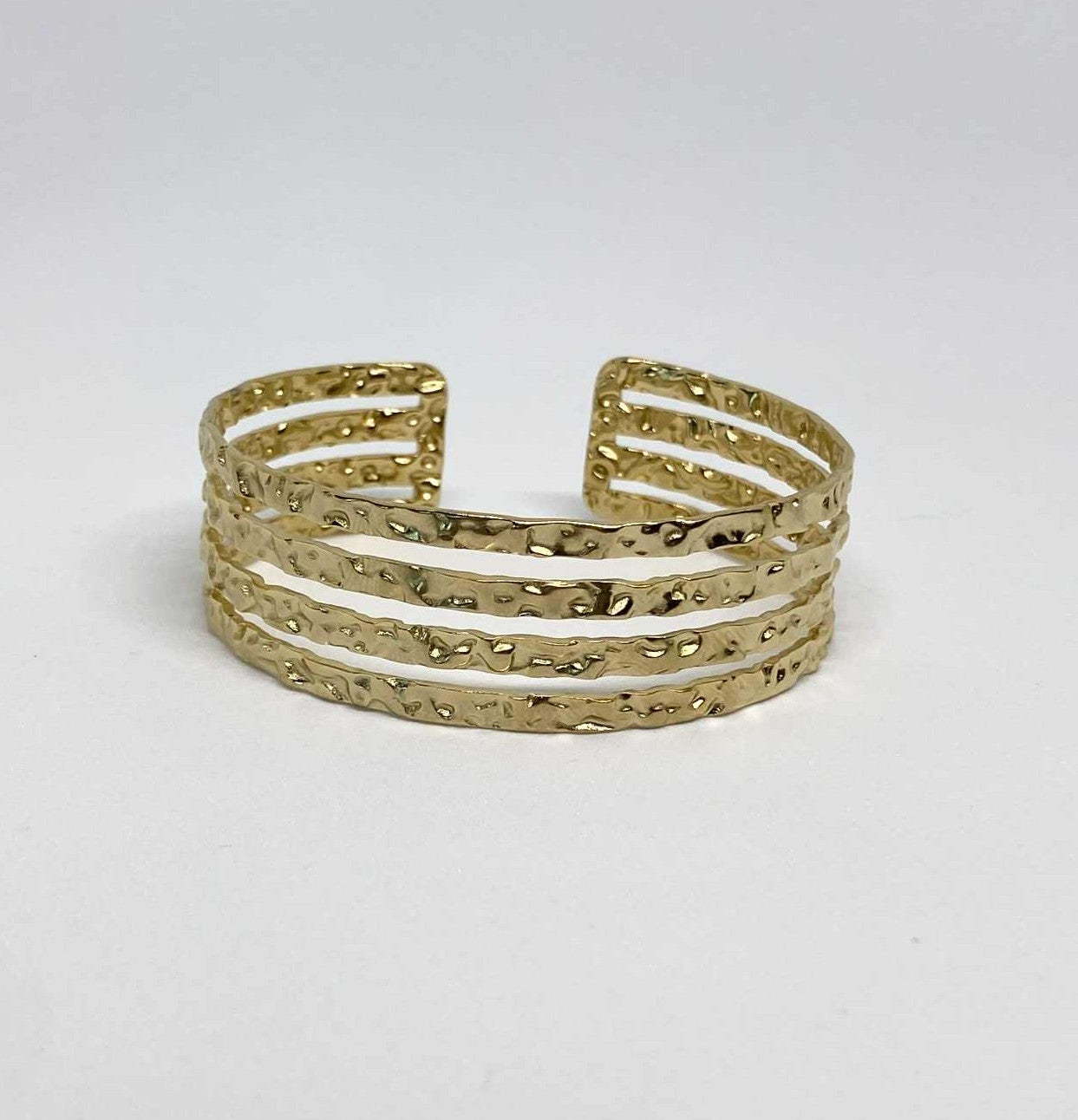 4-Strand Gold Hammered Cuff Bracelet
