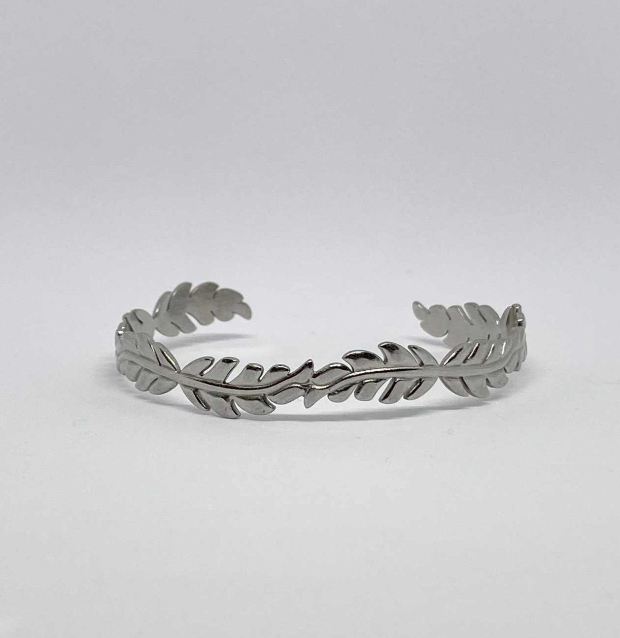 Silver Leaf Cuff Bracelet