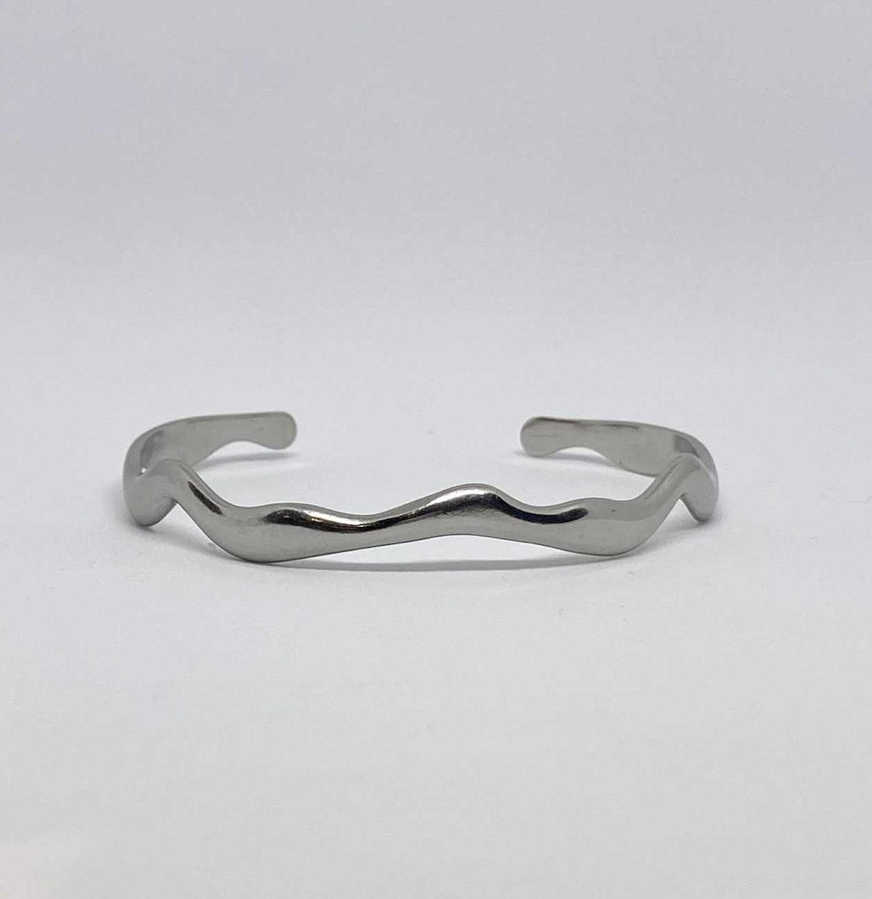 Silver Wave Cuff Bracelet